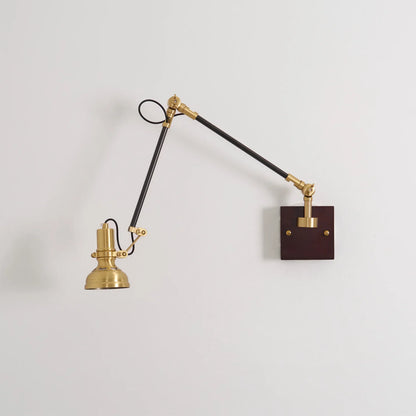 Modern Brass Wood Swing Arm Interior Wall Light | Sconcea