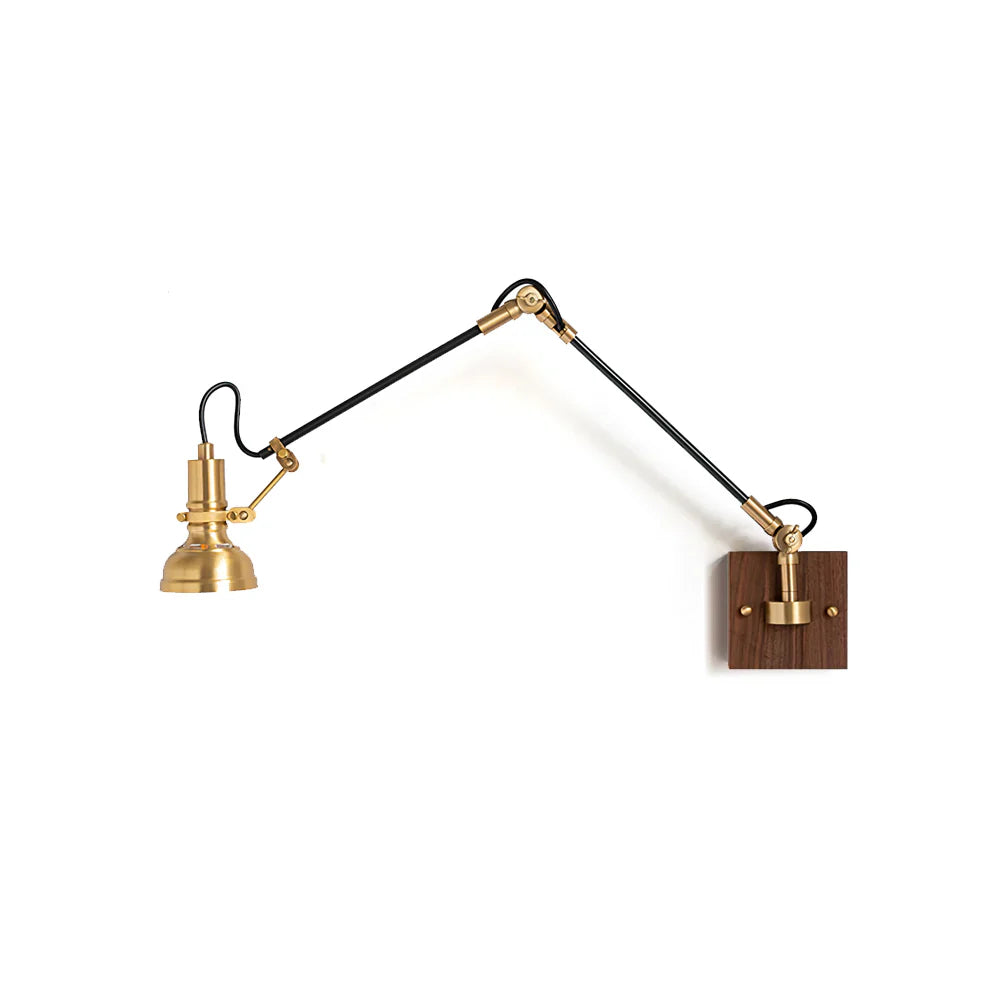 Modern Brass Wood Swing Arm Interior Wall Light | Sconcea