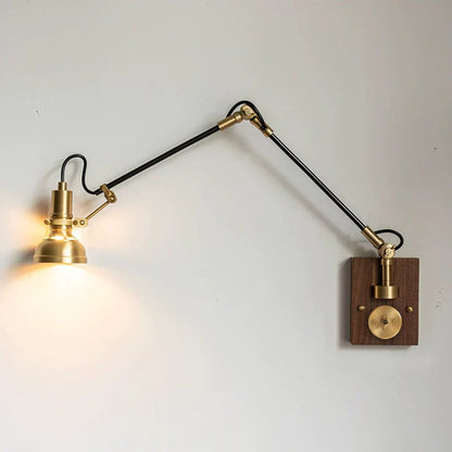 Modern Brass Wood Swing Arm Interior Wall Light | Sconcea