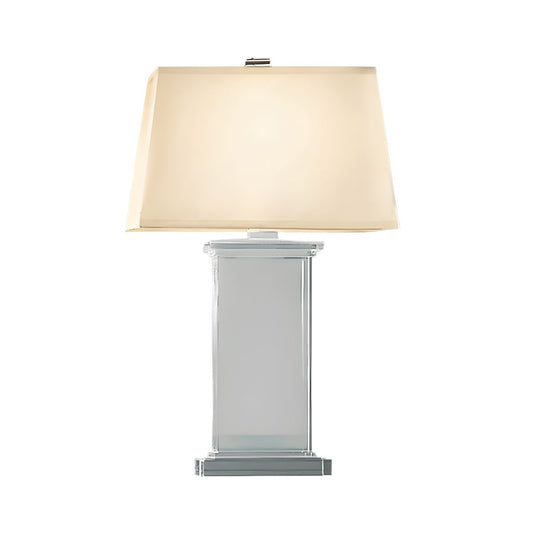 Modern Crystal Base Table Lamp with White Shade | Velari