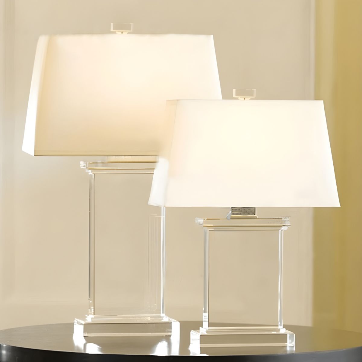 Modern Crystal Base Table Lamp with White Shade | Velari