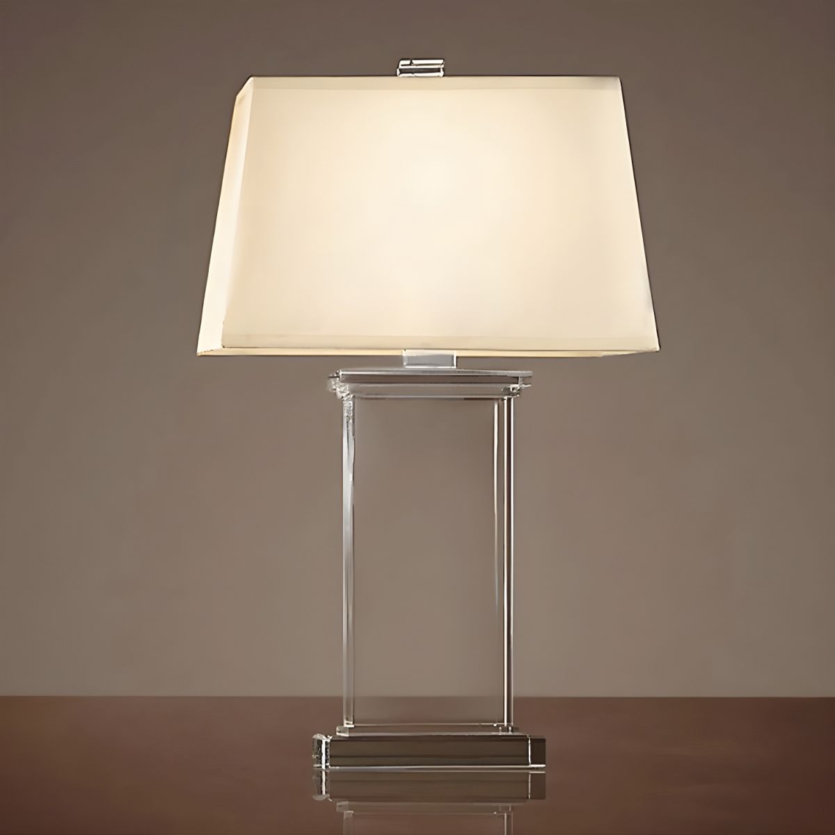 Modern Crystal Base Table Lamp with White Shade | Velari