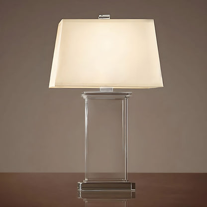 Modern Crystal Base Table Lamp with White Shade | Velari