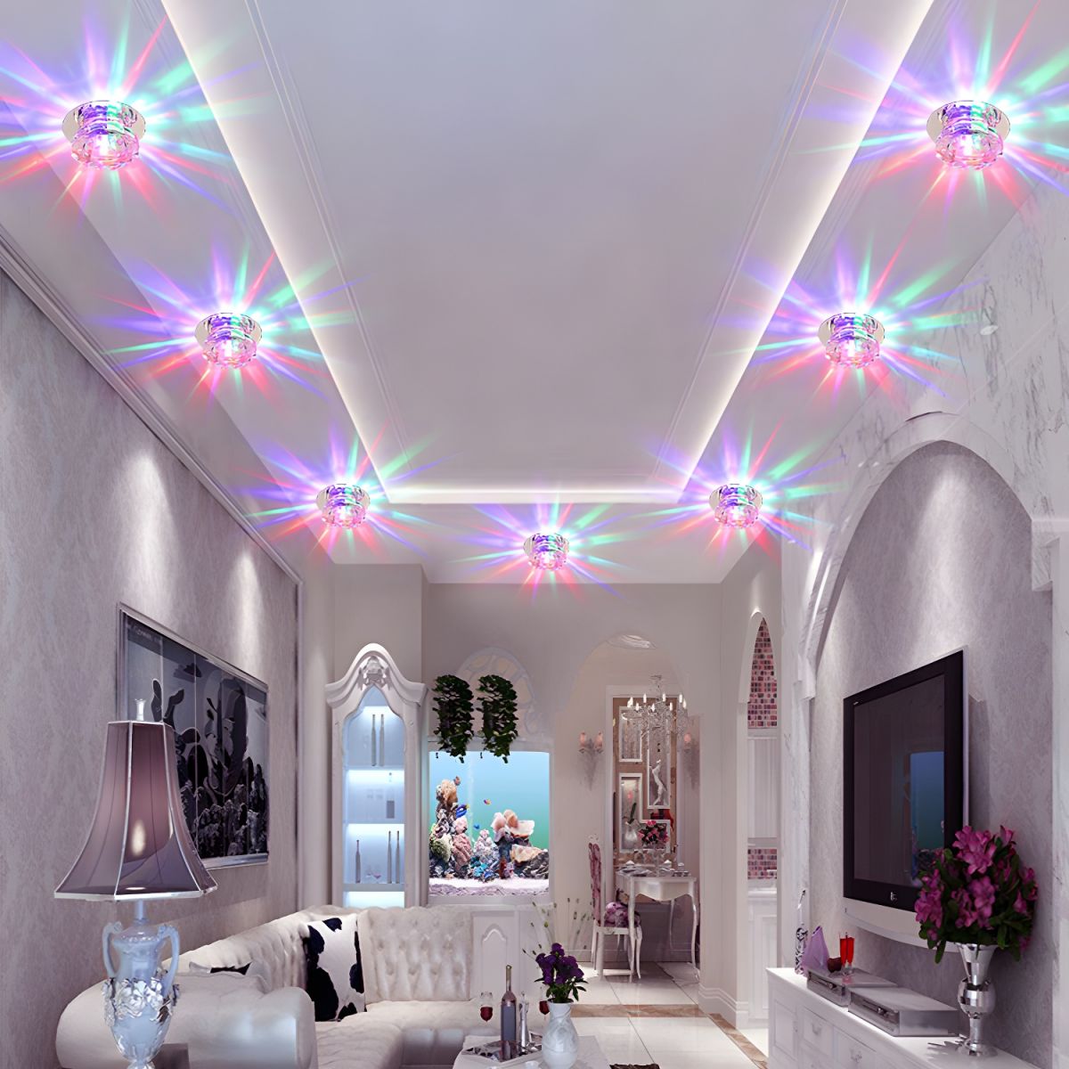 Modern Crystal Flush Mount Ceiling Light | Tolvira