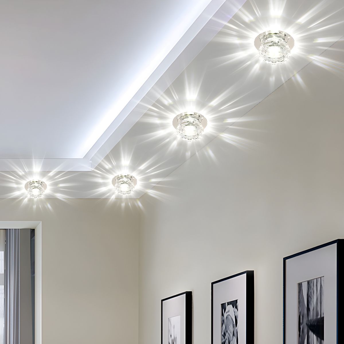 Modern Crystal Flush Mount Ceiling Light | Tolvira