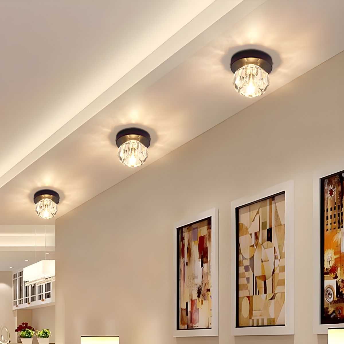 Modern Crystal Globe Ceiling Light Flush Mount | Lumeon