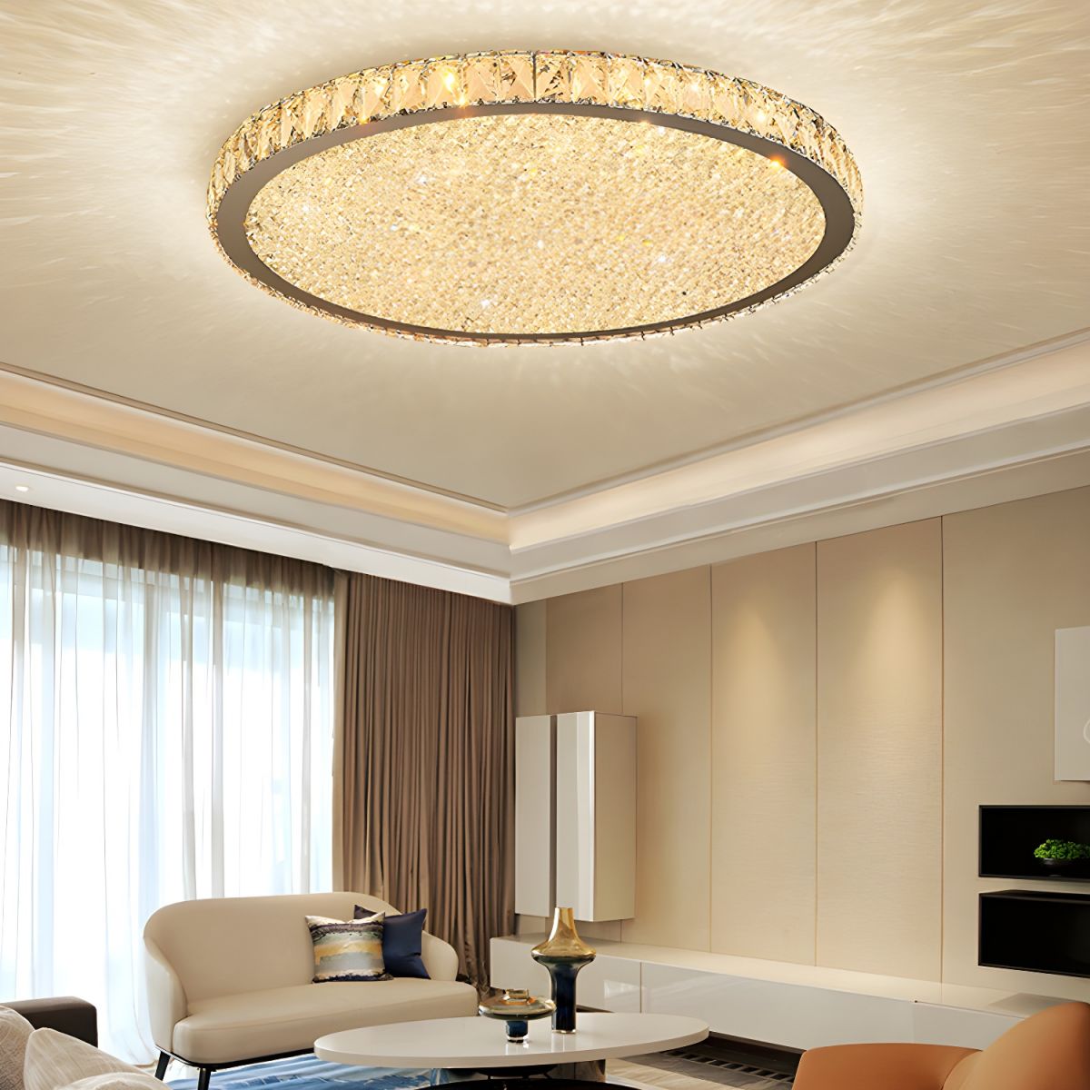 Modern Crystal LED Ceiling Light Flush Mount | Solarae
