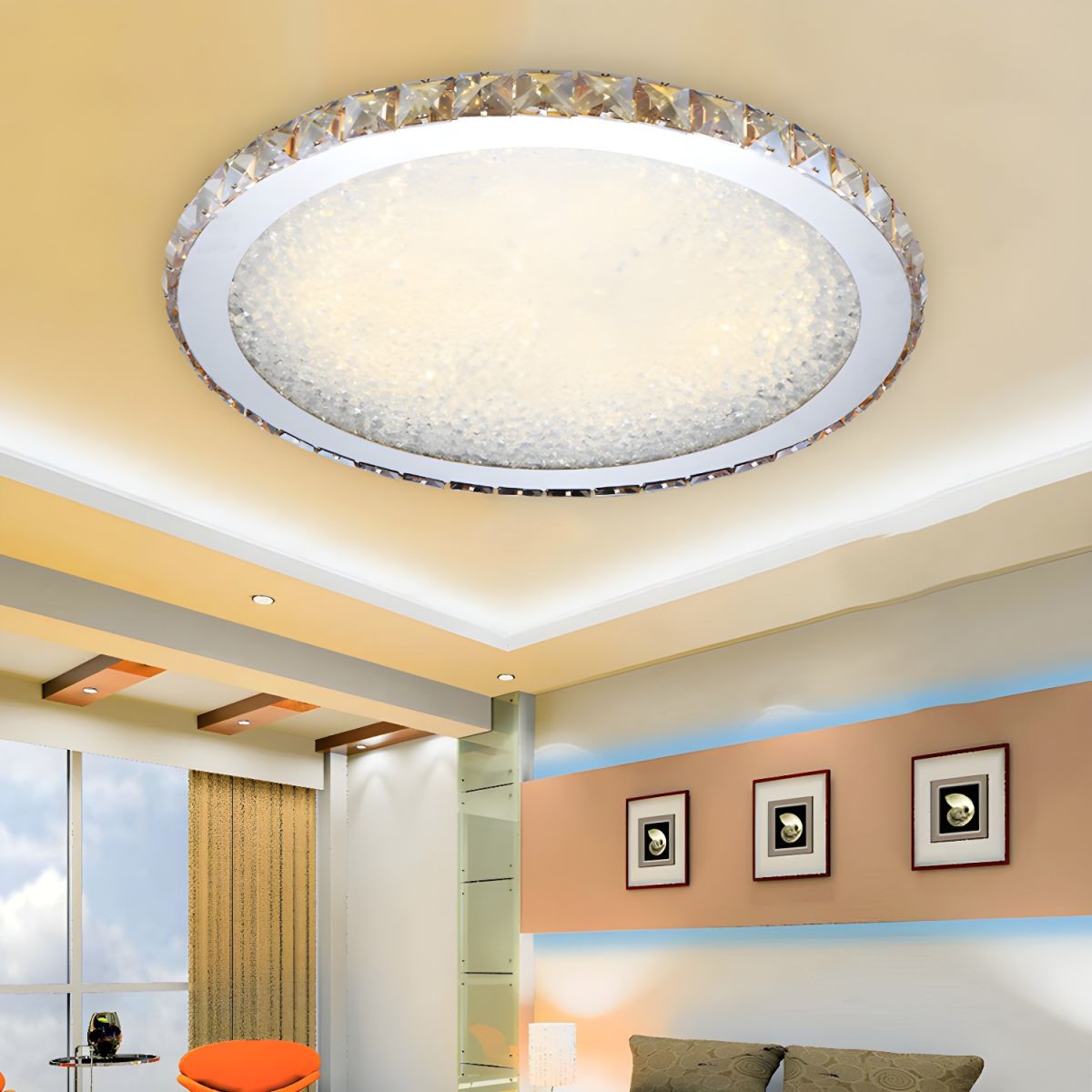 Modern Crystal LED Ceiling Light Flush Mount | Solarae