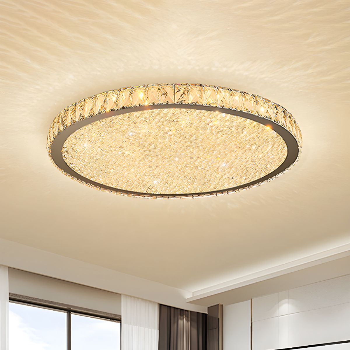Modern Crystal LED Ceiling Light Flush Mount | Solarae