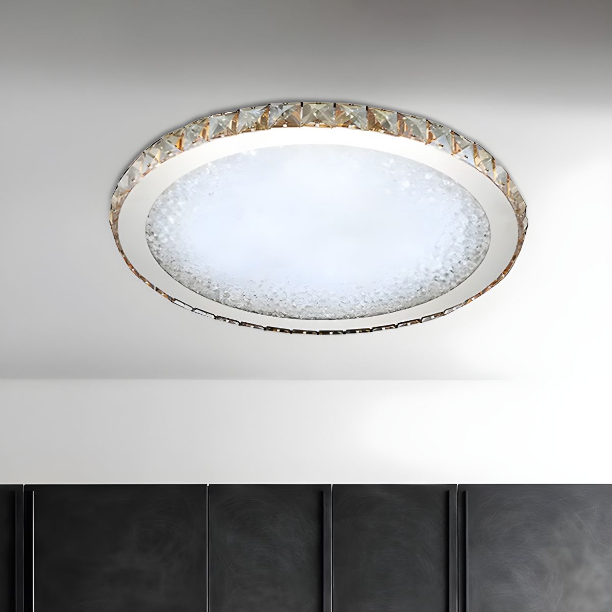 Modern Crystal LED Ceiling Light Flush Mount | Solarae