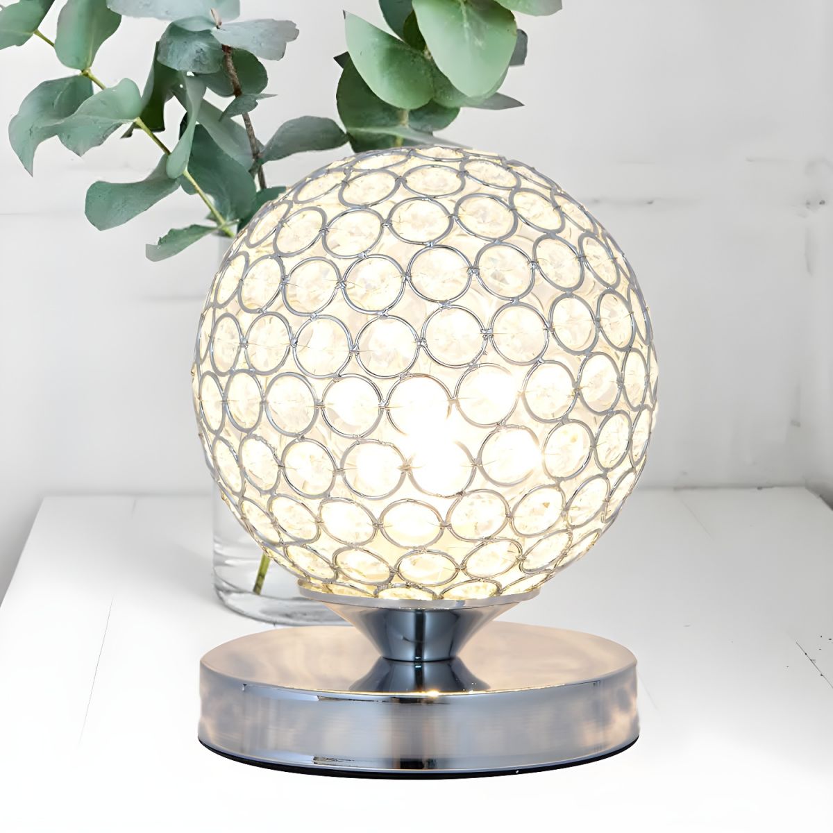Modern Crystal Shade Table Lamp for Bedroom | Solara
