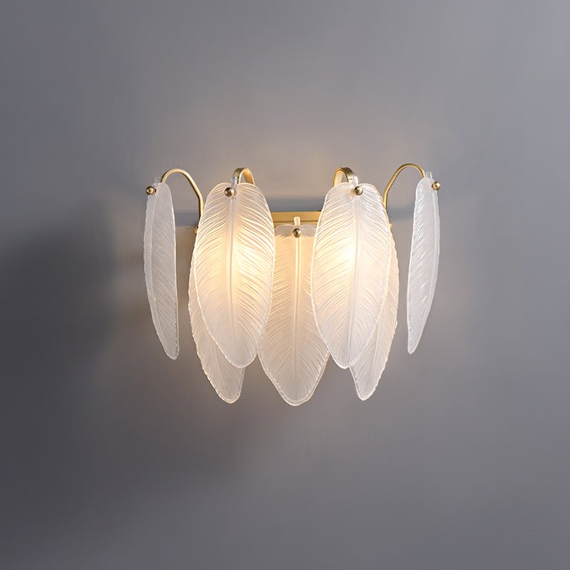 Modern Feather Glass Wall Sconce Brass Finish | Alveris