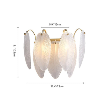 Modern Feather Glass Wall Sconce Brass Finish | Alveris