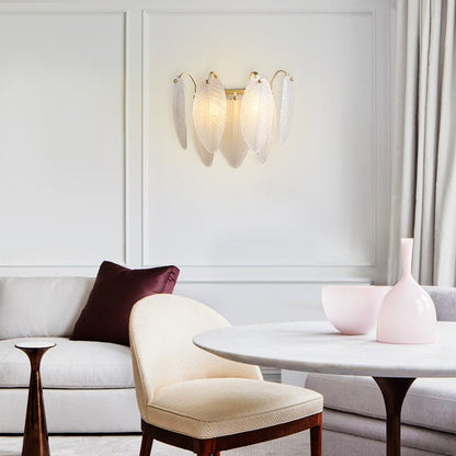 Modern Feather Glass Wall Sconce Brass Finish | Alveris