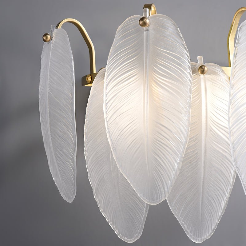 Modern Feather Glass Wall Sconce Brass Finish | Alveris