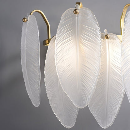 Modern Feather Glass Wall Sconce Brass Finish | Alveris