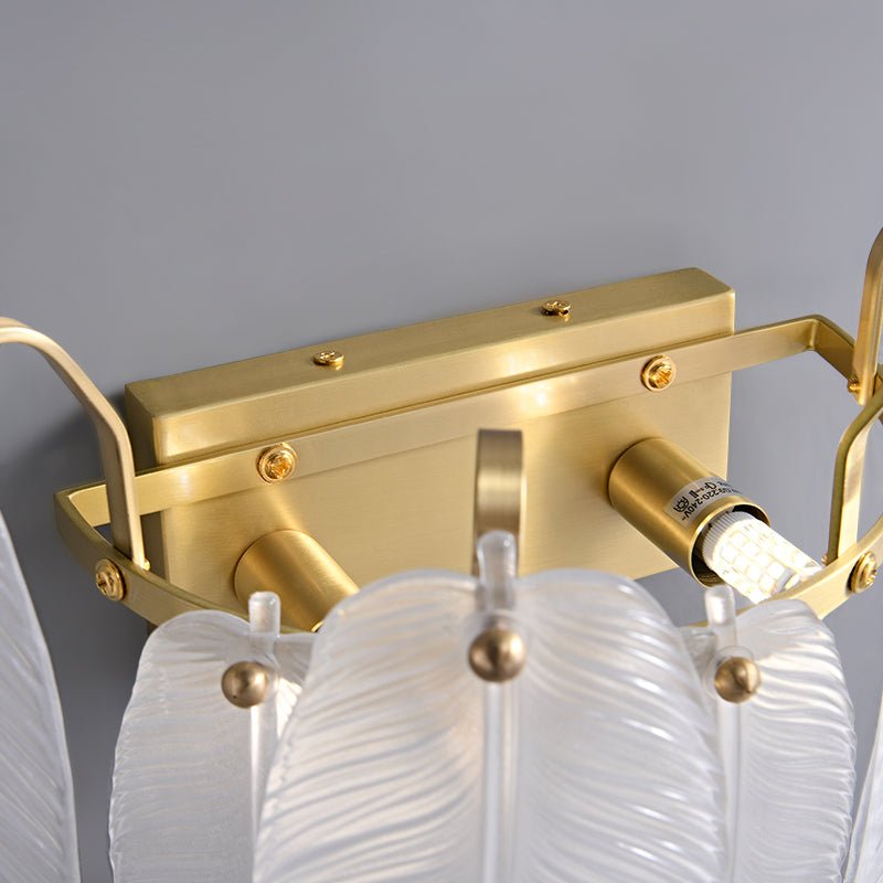 Modern Feather Glass Wall Sconce Brass Finish | Alveris