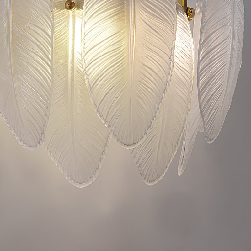 Modern Feather Glass Wall Sconce Brass Finish | Alveris
