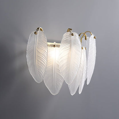 Modern Feather Glass Wall Sconce Brass Finish | Alveris