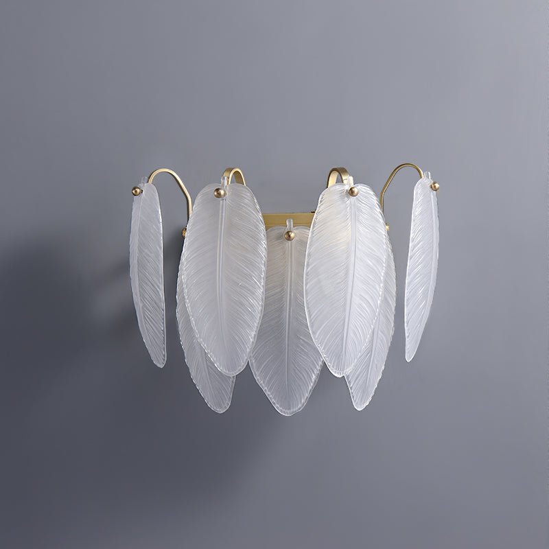 Modern Feather Glass Wall Sconce Brass Finish | Alveris