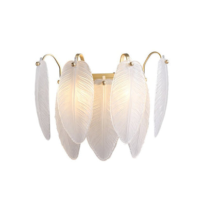 Modern Feather Glass Wall Sconce Brass Finish | Alveris