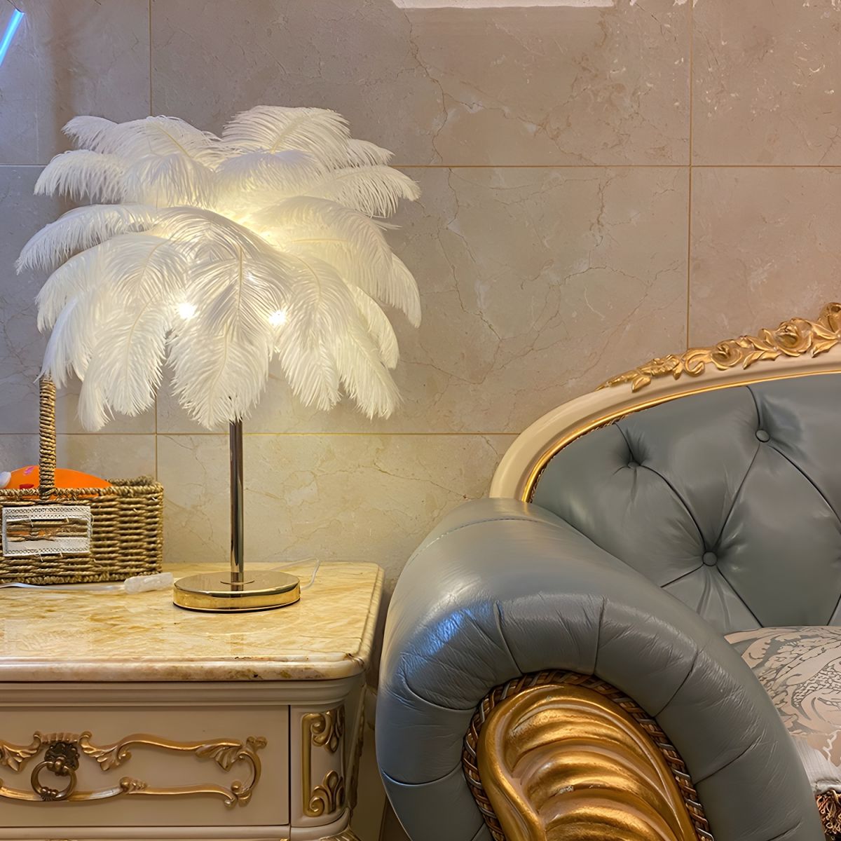 Modern Feather Shade Table Lamp Design | Waverin