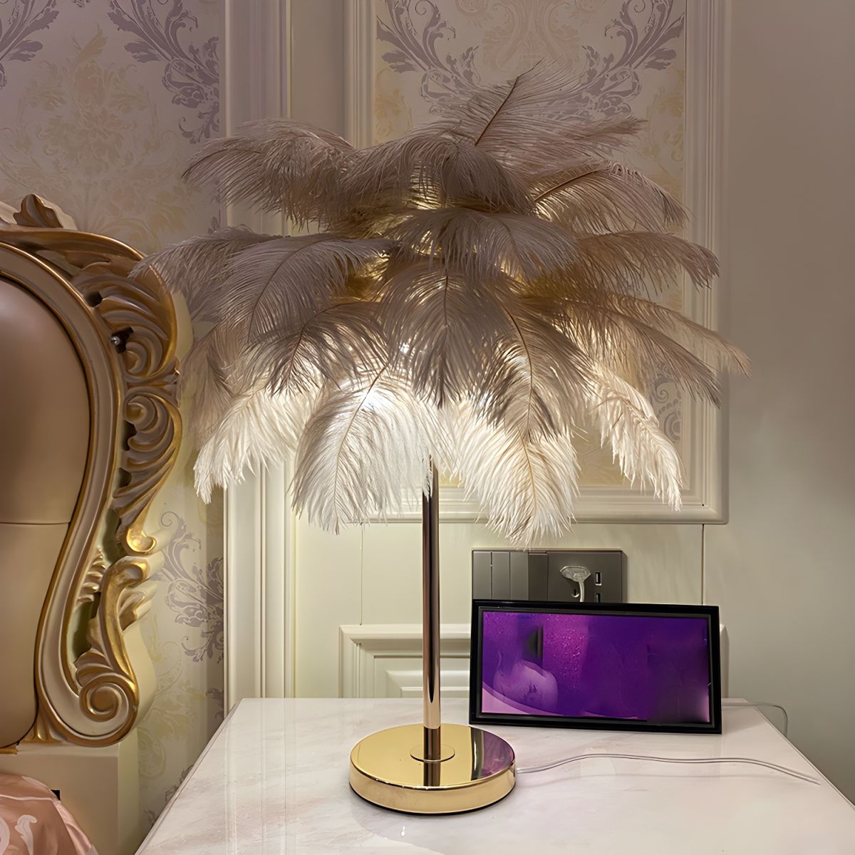 Modern Feather Shade Table Lamp Design | Waverin
