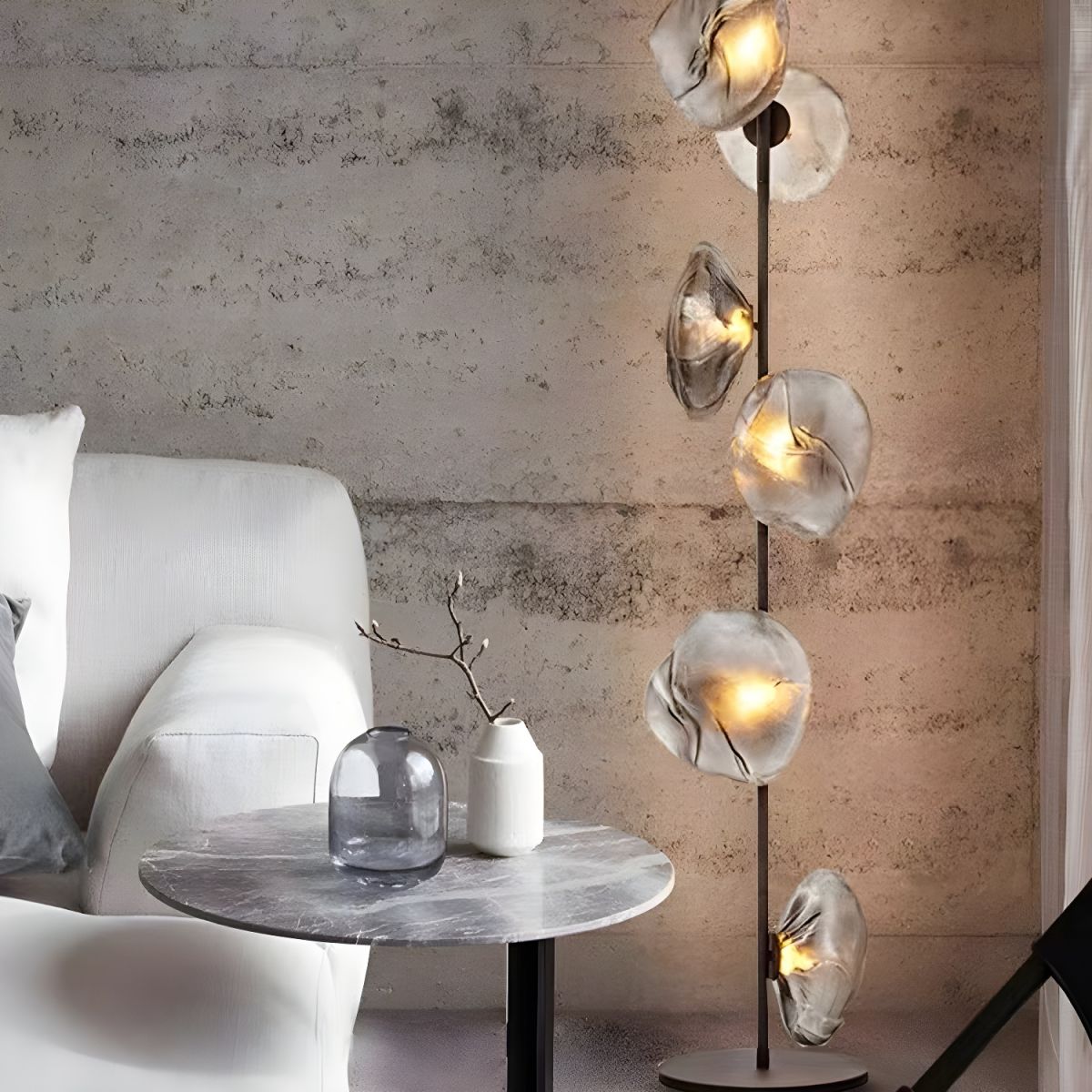 Modern Floor Lamp With Glass Shades Ambient Lighting | Zorvian