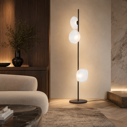 Modern Floor Lamp With Glass Shades Ambient Lighting | Zorvian