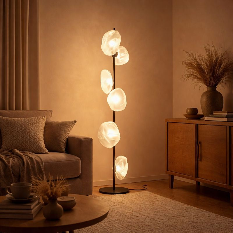 Modern Floor Lamp With Glass Shades Ambient Lighting | Zorvian