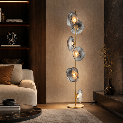 Modern Floor Lamp With Glass Shades Ambient Lighting | Zorvian