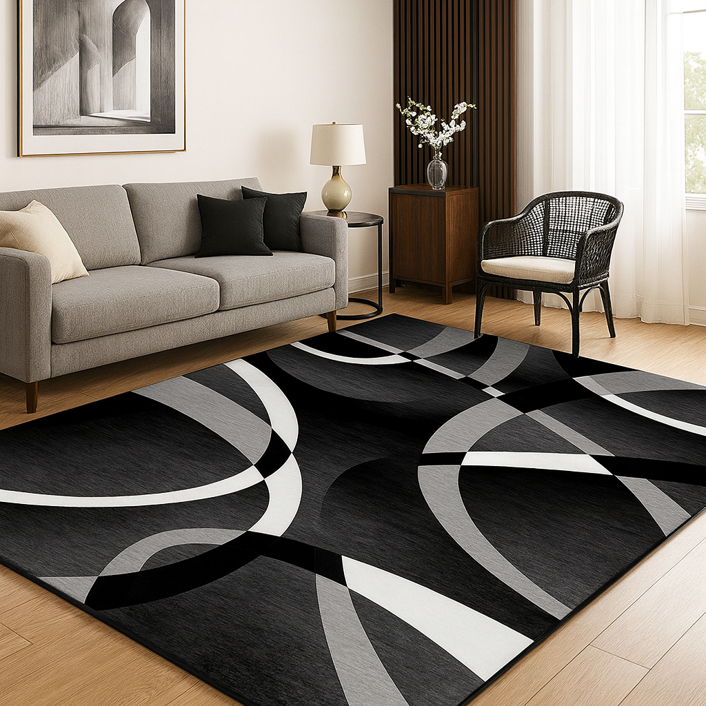 Modern Geometric Polyester Rectangular Area Rug | Drovane