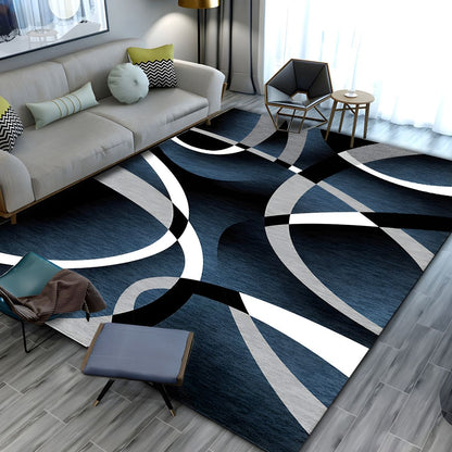 Modern Geometric Polyester Rug Rectangular Non Slip | Tervano