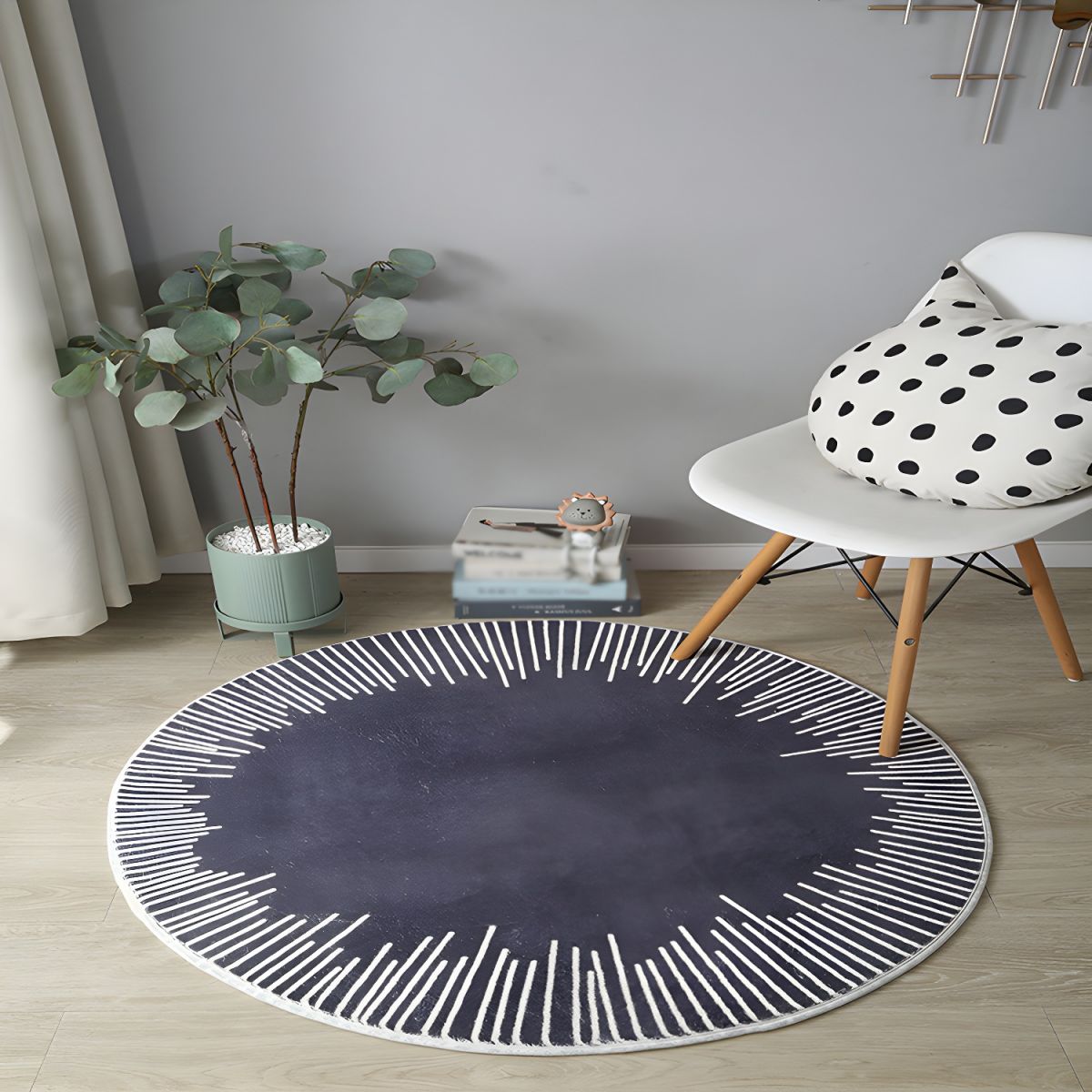 Modern Geometric Round Polyester Rug Anti Slip | Ravelle