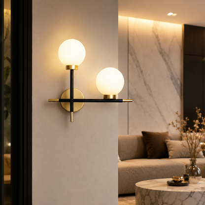 Modern Glass Globe Metal Bar Wall Light Fixture | Glowbar