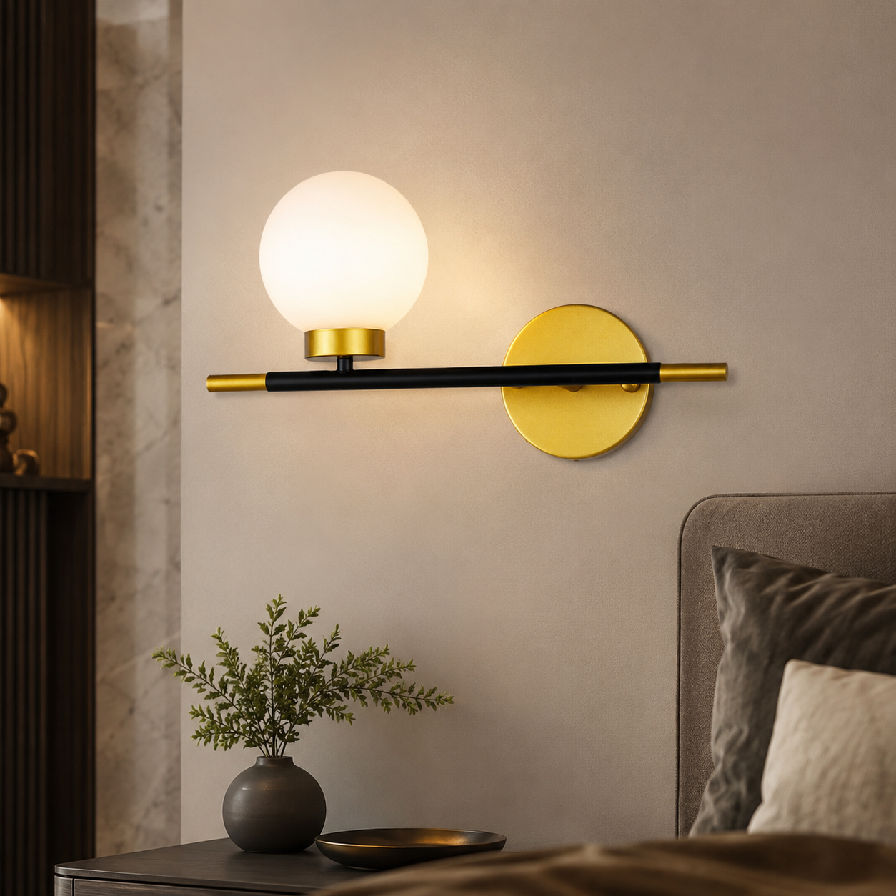 Modern Glass Globe Metal Bar Wall Light Fixture | Glowbar