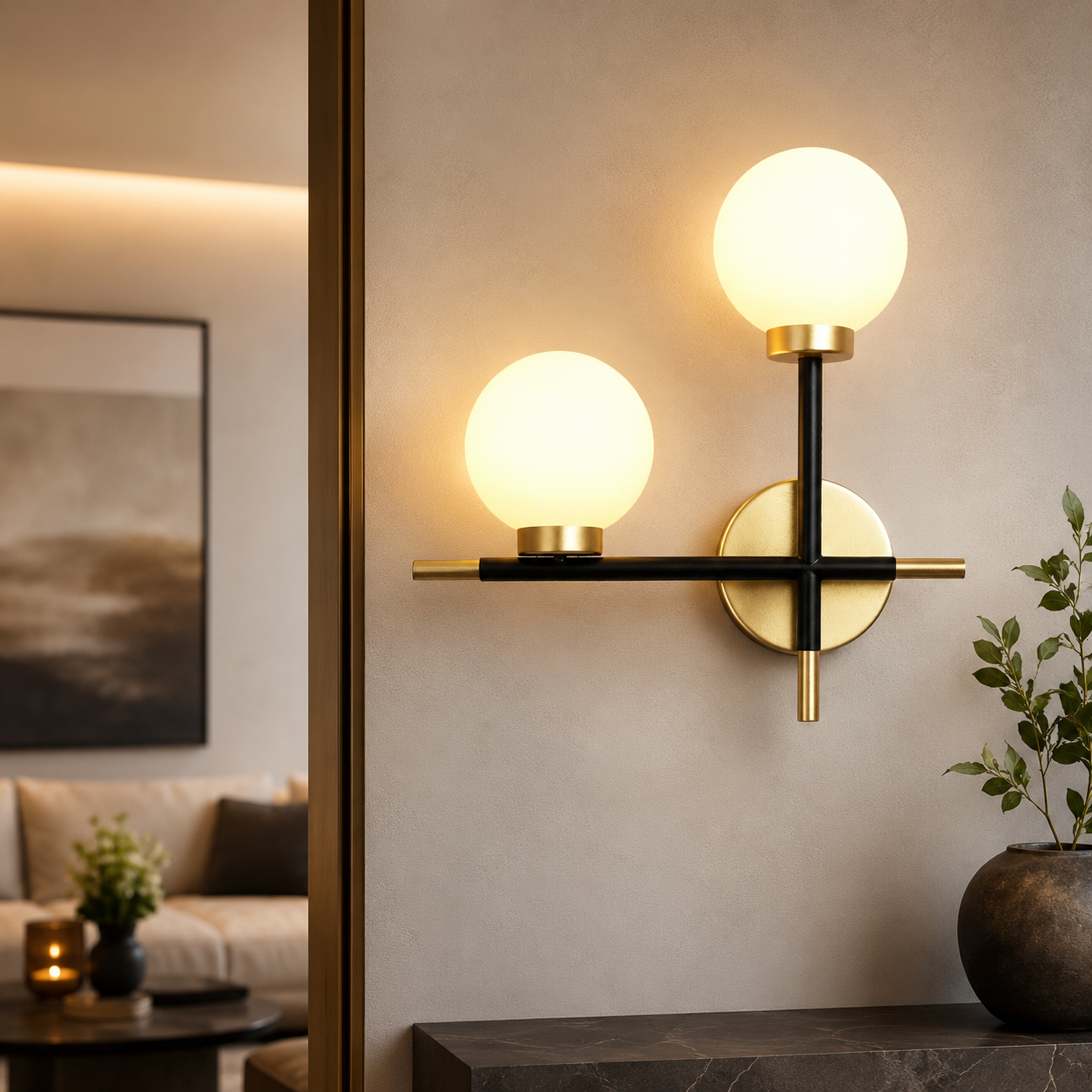 Modern Glass Globe Metal Bar Wall Light Fixture | Glowbar