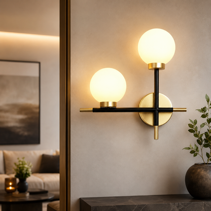 Modern Glass Globe Metal Bar Wall Light Fixture | Glowbar