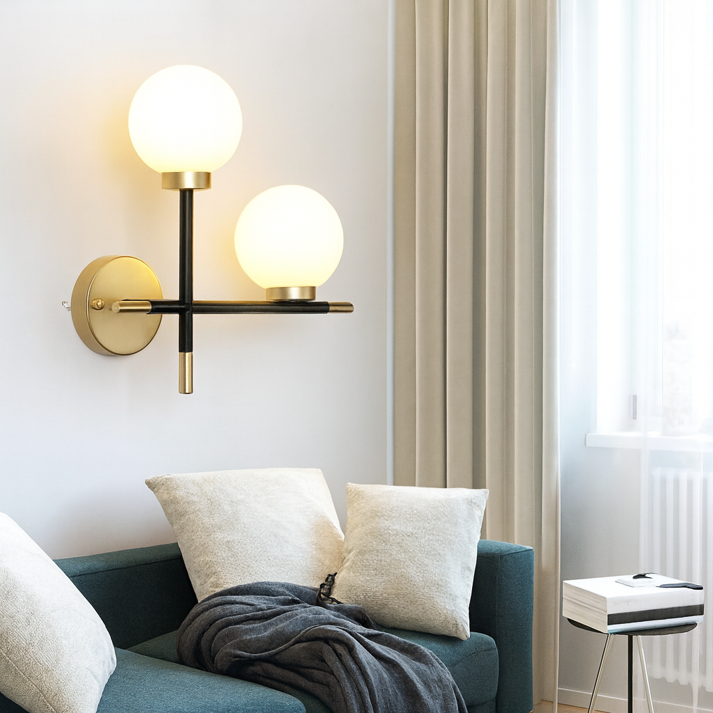 Modern Glass Globe Metal Bar Wall Light Fixture | Glowbar