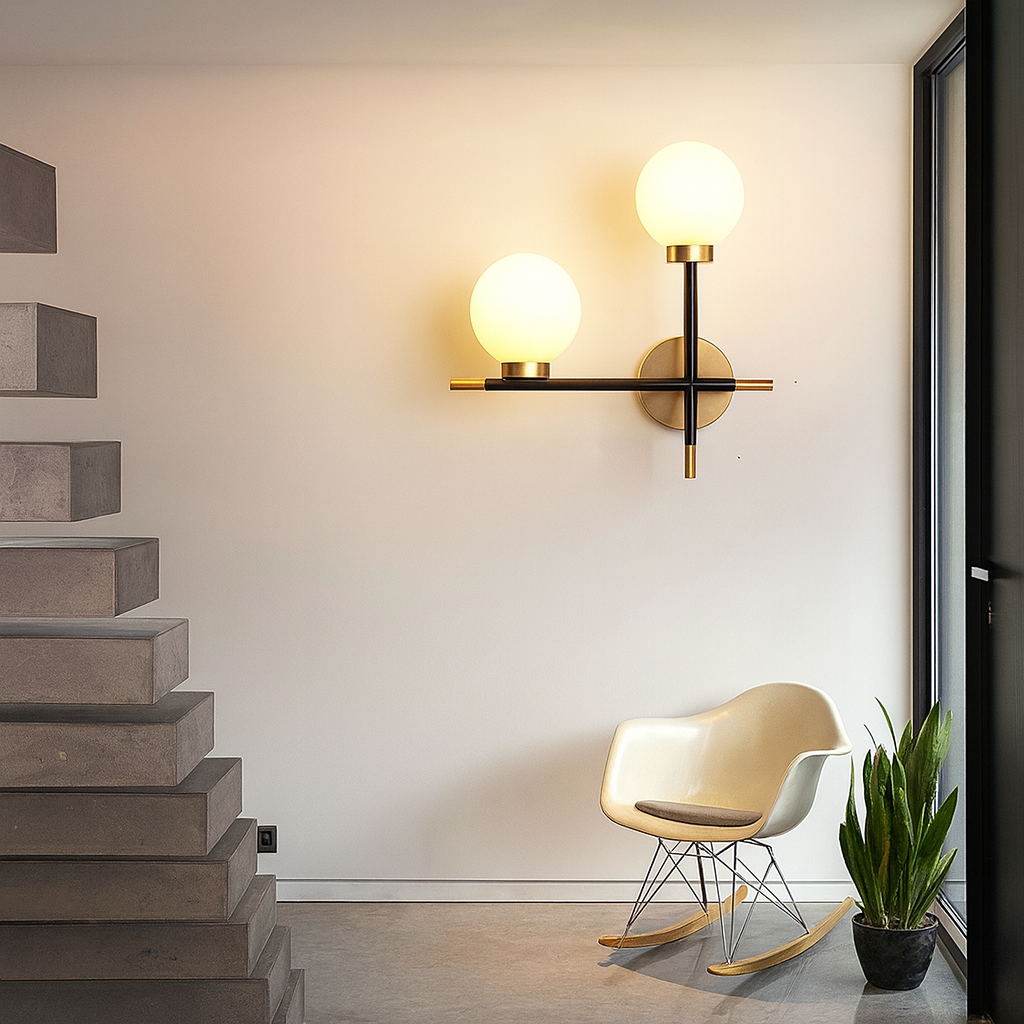 Modern Glass Globe Metal Bar Wall Light Fixture | Glowbar