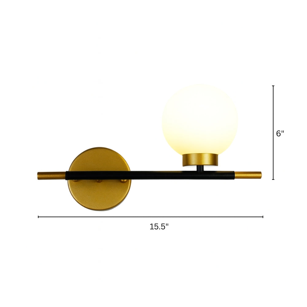 Modern Glass Globe Metal Bar Wall Light Fixture | Glowbar