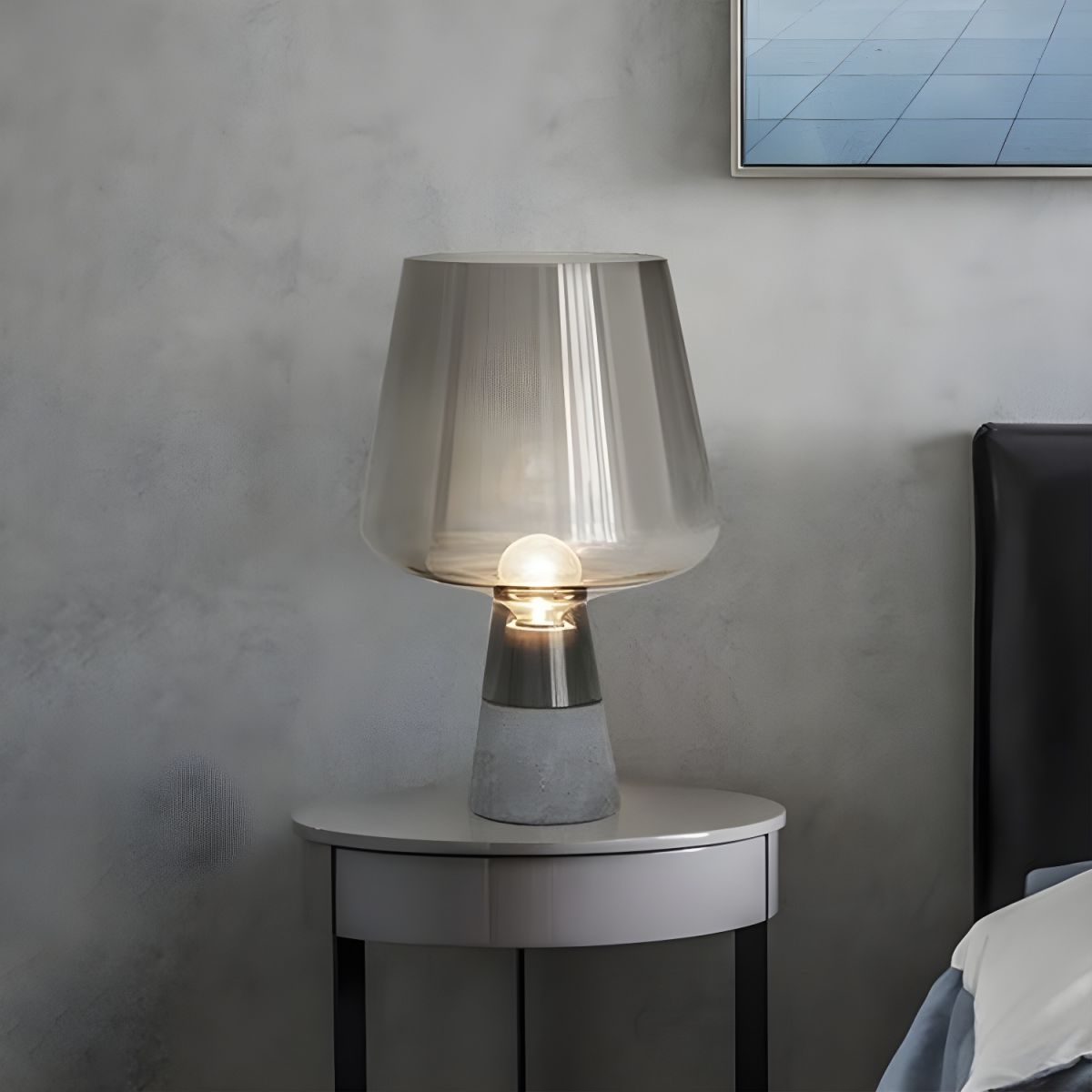 Modern Glass Shade Table Lamp for Bedside | Calyra