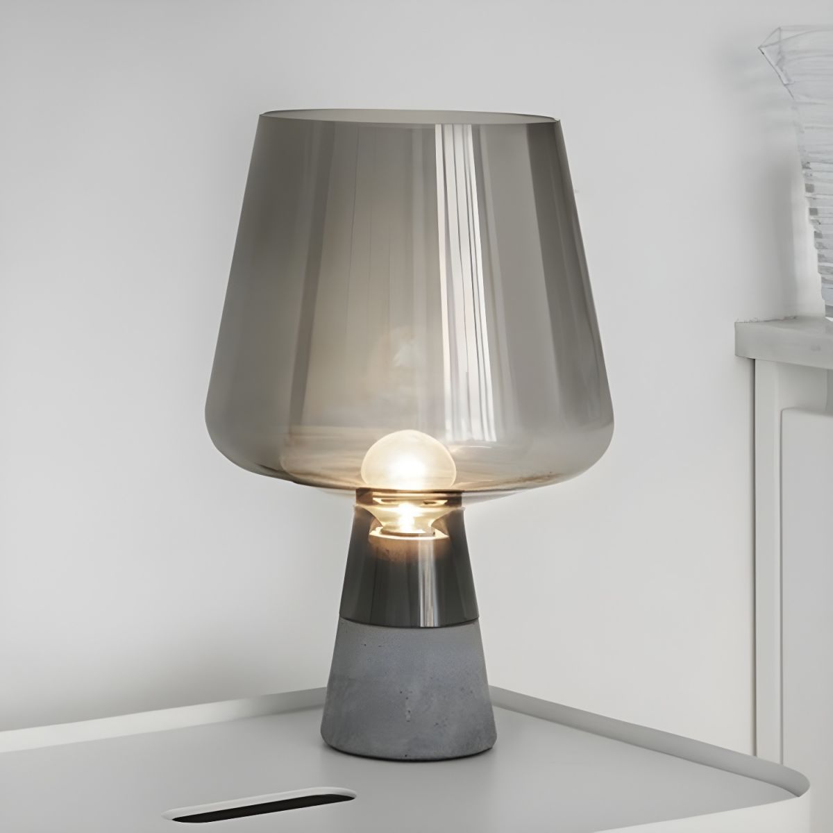 Modern Glass Shade Table Lamp for Bedside | Calyra