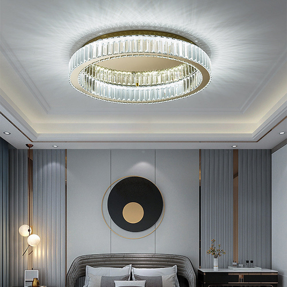 Modern Gold Crystal Ceiling Light Fixture | Solira