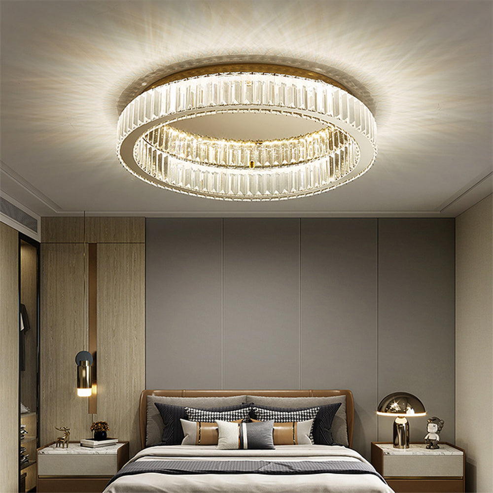 Modern Gold Crystal Ceiling Light Fixture | Solira