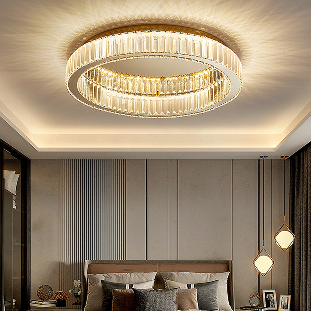 Modern Gold Crystal Ceiling Light Fixture | Solira