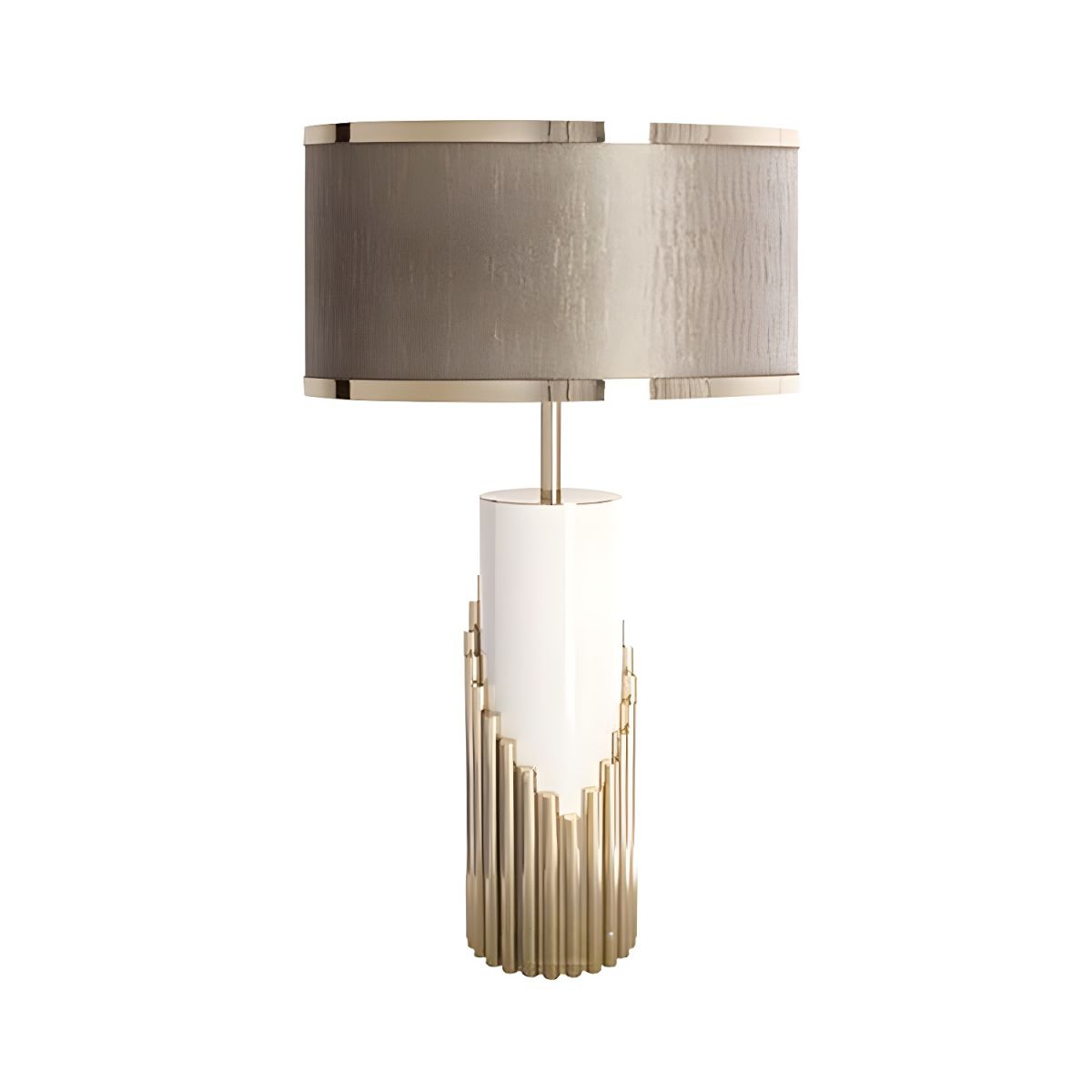Modern Gold Table Lamp with Fabric Cylinder Shade | Luminara