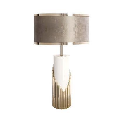 Modern Gold Table Lamp with Fabric Cylinder Shade | Luminara