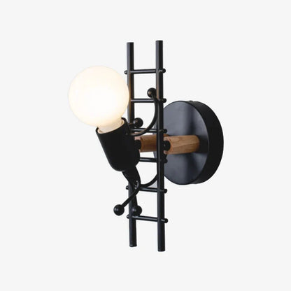 Modern Industrial Wood and Metal Figure Wall Light | Denrix