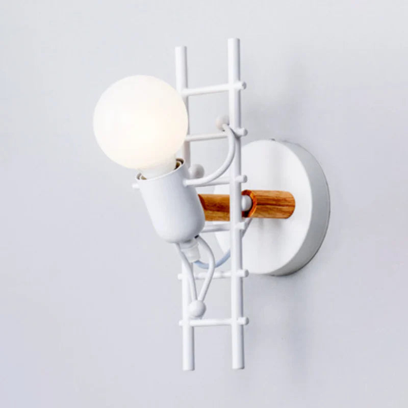 Modern Industrial Wood and Metal Figure Wall Light | Denrix